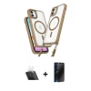 MARSİLYAN™- iPhone 11 Kılıf Atlas Doku Koleksiyonu - Siyah 3D Antistatik Hayalet Cam Ekran Koruyucu + Kamera Lens Koruma Cam - SF