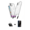 MARSİLYAN™- iPhone 11 Kılıf Atlas Doku Koleksiyonu - Siyah 3D Antistatik Hayalet Cam Ekran Koruyucu + Kamera Lens Koruma Cam - SF
