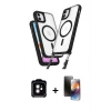 MARSİLYAN™- iPhone 11 Kılıf Atlas Doku Koleksiyonu - Siyah 3D Antistatik Mat Seramik Nano Ekran Koruyucu + PVD Metal Kamera Lens - TU