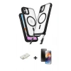 MARSİLYAN™- iPhone 11 Kılıf Atlas Doku Koleksiyonu - Siyah 3D Antistatik Mat Seramik Nano Ekran Koruyucu + Renkli Kamera Lens Koruma Cam - SI