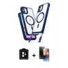 MARSİLYAN™- iPhone 11 Kılıf Atlas Doku Koleksiyonu - Siyah 3D Antistatik Mat Seramik Nano Ekran Koruyucu + PVD Metal Kamera Lens - TU