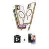 MARSİLYAN™- iPhone 11 Kılıf Atlas Doku Koleksiyonu - Siyah 3D Antistatik Mat Seramik Nano Ekran Koruyucu + PVD Metal Kamera Lens - SH