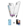 MARSİLYAN™- iPhone 11 Kılıf Atlas Doku Koleksiyonu - Siyah 3D Antistatik Mat Seramik Nano Ekran Koruyucu + Neon Fosforlu Kamera Lens - YL