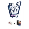 MARSİLYAN™- iPhone 11 Kılıf Atlas Doku Koleksiyonu - Siyah 3D Antistatik Mat Seramik Nano Ekran Koruyucu + Pers Alüminyum Kamera Lens - KI