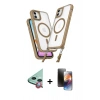 MARSİLYAN™- iPhone 11 Kılıf Atlas Doku Koleksiyonu - Siyah 3D Antistatik Mat Seramik Nano Ekran Koruyucu + Raze Metal Kamera Lens - KI
