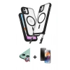MARSİLYAN™- iPhone 11 Kılıf Atlas Doku Koleksiyonu - Siyah 3D Antistatik Mat Seramik Nano Ekran Koruyucu + Raze Metal Kamera Lens - KI