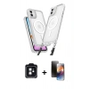 MARSİLYAN™- iPhone 11 Kılıf Atlas Doku Koleksiyonu - Siyah 3D Antistatik Mat Seramik Nano Ekran Koruyucu + PVD Metal Kamera Lens - SH