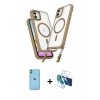 MARSİLYAN™- iPhone 11 Kılıf Atlas Doku Koleksiyonu - Siyah 3D Antistatik Seramik Nano Ekran Koruyucu + Neon Fosforlu Kamera Lens - YL