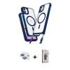 MARSİLYAN™- iPhone 11 Kılıf Atlas Doku Koleksiyonu - Siyah Bilvis 3D Cam Ekran Koruyucu + Pers Alüminyum Kamera Lens - GI