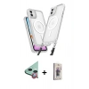 MARSİLYAN™- iPhone 11 Kılıf Atlas Doku Koleksiyonu - Siyah Bilvis 3D Cam Ekran Koruyucu + Raze Metal Kamera Lens - KI