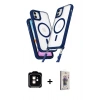 MARSİLYAN™- iPhone 11 Kılıf Atlas Doku Koleksiyonu - Siyah Bilvis 3D Cam Ekran Koruyucu + PVD Metal Kamera Lens - TU
