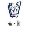 MARSİLYAN™- iPhone 11 Kılıf Atlas Doku Koleksiyonu - Siyah Bilvis 3D Mat Cam Ekran Koruyucu + Kamera Lens Koruma Cam - SF