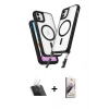 MARSİLYAN™- iPhone 11 Kılıf Atlas Doku Koleksiyonu - Siyah Bilvis 3D Mat Cam Ekran Koruyucu + Kamera Lens Koruma Cam - SF