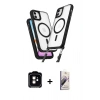 MARSİLYAN™- iPhone 11 Kılıf Atlas Doku Koleksiyonu - Siyah Bilvis 3D Mat Cam Ekran Koruyucu + PVD Metal Kamera Lens - TU
