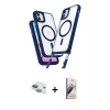 MARSİLYAN™- iPhone 11 Kılıf Atlas Doku Koleksiyonu - Siyah Bilvis 3D Mat Cam Ekran Koruyucu + Pers Alüminyum Kamera Lens - YL