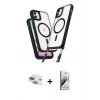 MARSİLYAN™- iPhone 11 Kılıf Atlas Doku Koleksiyonu - Siyah Bilvis 3D Mat Cam Ekran Koruyucu + Pers Alüminyum Kamera Lens - YL