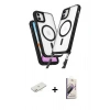 MARSİLYAN™- iPhone 11 Kılıf Atlas Doku Koleksiyonu - Siyah Bilvis 3D Mat Cam Ekran Koruyucu + Renkli Kamera Lens Koruma Cam - YL