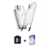 MARSİLYAN™- iPhone 11 Kılıf Atlas Doku Koleksiyonu - Siyah Bilvis 5in1 3D Magic Cam Ekran Koruyucu + PVD Metal Kamera Lens - MI