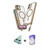 MARSİLYAN™- iPhone 11 Kılıf Atlas Doku Koleksiyonu - Siyah Bilvis 5in1 3D Magic Cam Ekran Koruyucu + Raze Metal Kamera Lens - MI