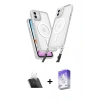 MARSİLYAN™- iPhone 11 Kılıf Atlas Doku Koleksiyonu - Siyah Bilvis 5in1 3D Magic Cam Ekran Koruyucu + Şeffaf Kamera Lens Koruma Cam