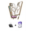 MARSİLYAN™- iPhone 11 Kılıf Atlas Doku Koleksiyonu - Siyah Bilvis 5in1 3D Magic Cam Ekran Koruyucu + Şeffaf Kamera Lens Koruma Cam