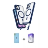 MARSİLYAN™- iPhone 11 Kılıf Atlas Doku Koleksiyonu - Siyah Bilvis 5in1 3D Magic Cam Ekran Koruyucu + Neon Fosforlu Kamera Lens - YL