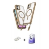 MARSİLYAN™- iPhone 11 Kılıf Atlas Doku Koleksiyonu - Siyah Bilvis 5in1 5D Magic Hayalet Cam Ekran Koruyucu + Renkli Kamera Lens Koruma Cam - TU