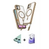 MARSİLYAN™- iPhone 11 Kılıf Atlas Doku Koleksiyonu - Siyah Bilvis 5in1 5D Magic Hayalet Cam Ekran Koruyucu + Raze Metal Kamera Lens - MI