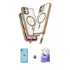 MARSİLYAN™- iPhone 11 Kılıf Atlas Doku Koleksiyonu - Siyah Bilvis 5in1 5D Magic Hayalet Cam Ekran Koruyucu + Neon Fosforlu Kamera Lens - YL