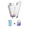 MARSİLYAN™- iPhone 11 Kılıf Atlas Doku Koleksiyonu - Siyah Bilvis 5in1 5D Magic Hayalet Cam Ekran Koruyucu + Neon Fosforlu Kamera Lens - YL