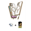 MARSİLYAN™- iPhone 11 Kılıf Atlas Doku Koleksiyonu - Siyah Buffer Cam Ekran Koruyucu + Gökkuşağı Pers Alüminyum Kamera Lens