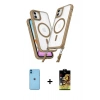 MARSİLYAN™- iPhone 11 Kılıf Atlas Doku Koleksiyonu - Siyah Buffer Cam Ekran Koruyucu + Neon Fosforlu Kamera Lens - MI