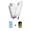 MARSİLYAN™- iPhone 11 Kılıf Atlas Doku Koleksiyonu - Siyah Buffer Cam Ekran Koruyucu + Neon Fosforlu Kamera Lens - MI