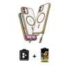 MARSİLYAN™- iPhone 11 Kılıf Atlas Doku Koleksiyonu - Siyah Buffer Cam Ekran Koruyucu + PVD Metal Kamera Lens - MI