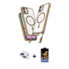 MARSİLYAN™- iPhone 11 Kılıf Atlas Doku Koleksiyonu - Siyah Buffer Hayalet Cam Ekran Koruyucu + Pers Alüminyum Kamera Lens - LT