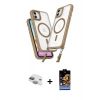 MARSİLYAN™- iPhone 11 Kılıf Atlas Doku Koleksiyonu - Siyah Buffer Hayalet Cam Ekran Koruyucu + Pers Alüminyum Kamera Lens - YL