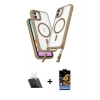 MARSİLYAN™- iPhone 11 Kılıf Atlas Doku Koleksiyonu - Siyah Buffer Hayalet Cam Ekran Koruyucu + Kamera Lens Koruma Cam - SF