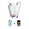MARSİLYAN™- iPhone 11 Kılıf Atlas Doku Koleksiyonu - Siyah Buffer Hayalet Cam Ekran Koruyucu + Neon Fosforlu Kamera Lens - YL