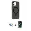 MARSİLYAN™- iPhone 11 Kılıf Çekirdek Modern Prime - Şeffaf 360 Full Body Arka Koruyucu + Pers Alüminyum Kamera Lens - GI