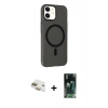 MARSİLYAN™- iPhone 11 Kılıf Çekirdek Modern Prime - Şeffaf 360 Full Body Arka Koruyucu + Gold Pers Alüminyum Kamera Lens