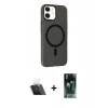 MARSİLYAN™- iPhone 11 Kılıf Çekirdek Modern Prime - Şeffaf 360 Full Body Arka Koruyucu + Kamera Lens Koruma Cam - SF