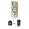 MARSİLYAN™- iPhone 11 Kılıf Çekirdek Modern Prime - Şeffaf 360 Full Body Arka Koruyucu + PVD Metal Kamera Lens - MI