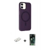 MARSİLYAN™- iPhone 11 Kılıf Çekirdek Modern Prime - Şeffaf 360 Full Body Arka Koruyucu + Renkli Kamera Lens Koruma Cam - PE