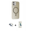 MARSİLYAN™- iPhone 11 Kılıf Çekirdek Modern Prime - Şeffaf Pasifik Cam Ekran Koruyucu + Lacivert Pers Alüminyum Kamera Lens