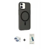 MARSİLYAN™- iPhone 11 Kılıf Çekirdek Modern Prime - Şeffaf Pasifik Cam Ekran Koruyucu + Pers Alüminyum Kamera Lens - GI