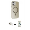 MARSİLYAN™- iPhone 11 Kılıf Çekirdek Modern Prime - Şeffaf Pasifik Cam Ekran Koruyucu + Pers Alüminyum Kamera Lens - GD