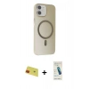 MARSİLYAN™- iPhone 11 Kılıf Çekirdek Modern Prime - Şeffaf Pasifik Cam Ekran Koruyucu + Rainbow Kamera Lens Koruma Cam - KI
