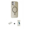 MARSİLYAN™- iPhone 11 Kılıf Çekirdek Modern Prime - Şeffaf Pasifik Cam Ekran Koruyucu + Renkli Kamera Lens Koruma Cam - YL