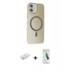 MARSİLYAN™- iPhone 11 Kılıf Çekirdek Modern Prime - Şeffaf Pasifik Cam Ekran Koruyucu + Sarı Renkli Kamera Lens Koruma Cam