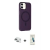 MARSİLYAN™- iPhone 11 Kılıf Çekirdek Modern Prime - Şeffaf Pasifik Cam Ekran Koruyucu + Pers Alüminyum Kamera Lens - YL